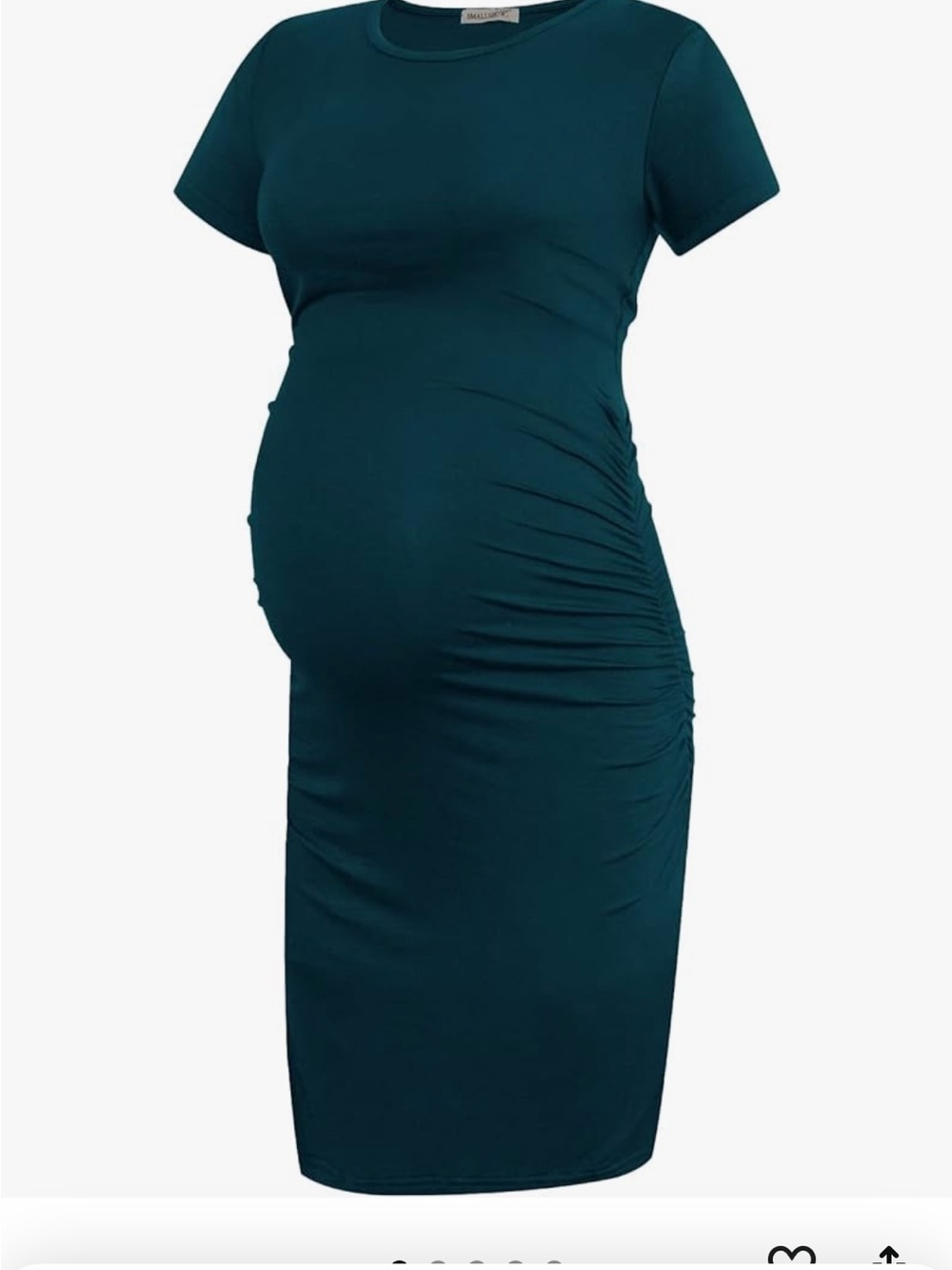 NWT Bearsland Teal Short-Sleeve Ruched Side Maternity Dress
